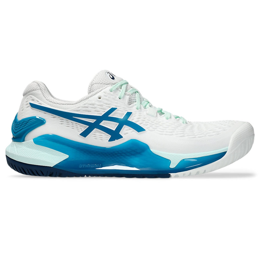 ASICS GEL Resolution 9 Womens Tennis Shoes White Teal VOLT Sports