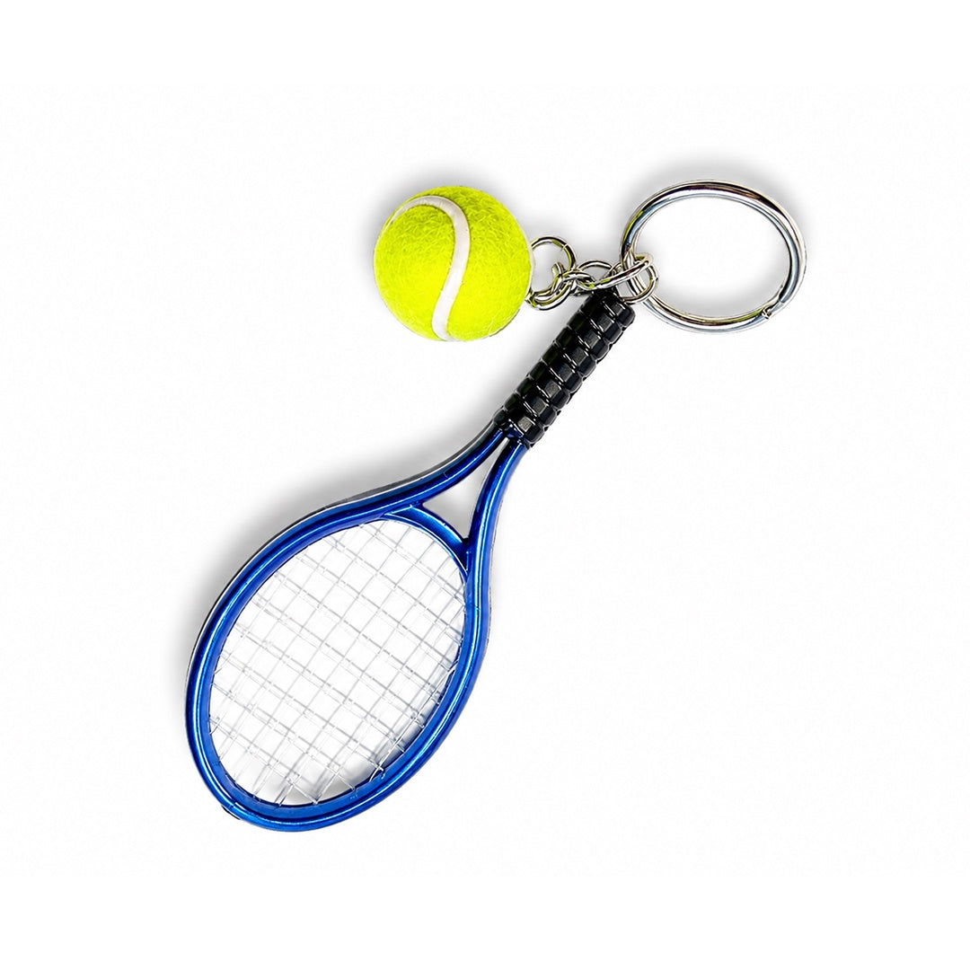 Tennis-Racket-Ball-Keychain-Blue