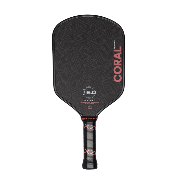 Six Zero Coral 16mm Elongated Pickleball Paddle Black
