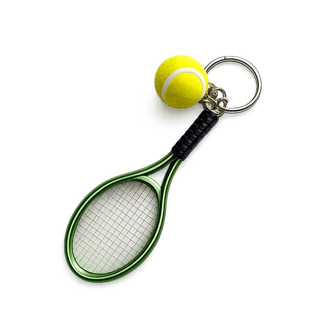 Tennis-Racket-Ball-Keyring-Green